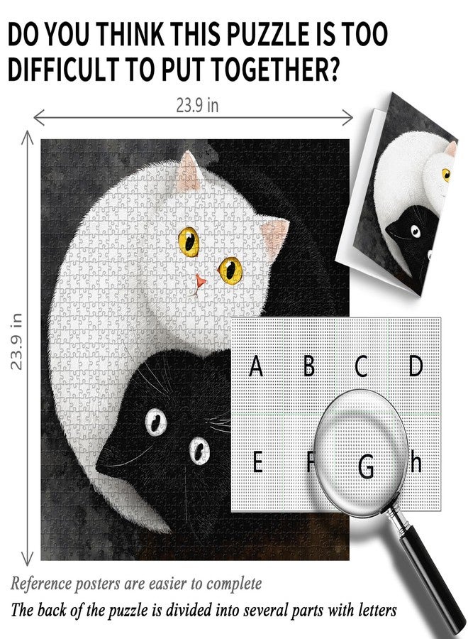 PICKFORU Cat Puzzles for Adults 1000 Pieces, PICKFORU Cute Kitten Puzzle in Circle, Difficult Funny Animal Art Theme as Home Decor - Image 5
